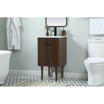 Elegant Decor Cyrus 18" Aluminum MDF Single Bathroom Vanity in Walnut