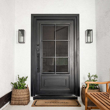 Colonial Single Iron Entry Door with Plain Kickplate & Cigar Handle