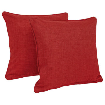 18" Outdoor Spun Polyester Square Throw Pillows, Set of 2, Papprika