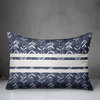 Navy with White Stripes and Leaves 14x20 Outdoor Throw Pillow