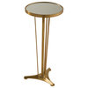 French Moderne Side Table, Antique Brass and Mirror