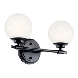 Kichler Lighting, LLC. - Benno 14.75" 2 Light Vanity With Opal Glass, Black - Bathroom Vanity Lighting