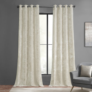 Lush Crush Grommet Velvet Window Curtain Single Panel, Champagne, 50w X 108l