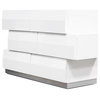 Best Master Spain 6-Drawer Poplar Wood Bedroom Dresser in White/Silver Base