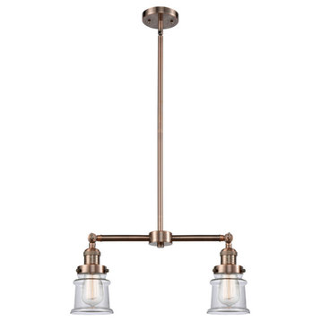 Small Canton 2-Light Chandelier, Antique Copper, Clear