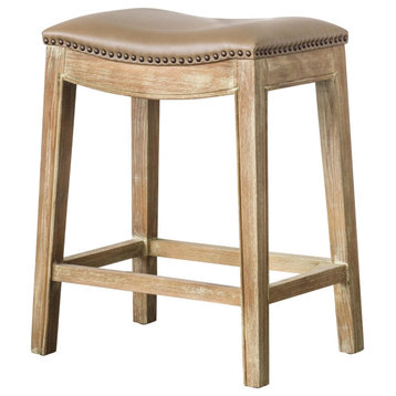 Bridger Bonded Leather Counter Stool Weathered Smoke Legs,Vintage Taupe(Set 2)