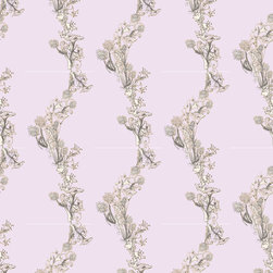 Hueloom - Floral Wall Covering, Lavender, 32" X 120", Pearl - Wallpaper