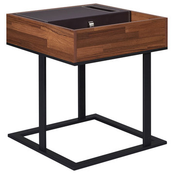 ACME Sonia Side Table, Walnut and Sandy Black