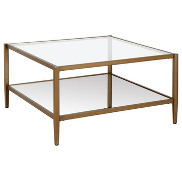 Hera 32'' Wide Square Coffee Table in Brass