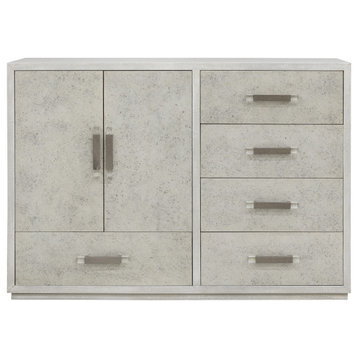 Stone-Textured 5 Drawer Accent Cabinet with Doors