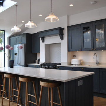Modern shaker kitchen in dark grey blue