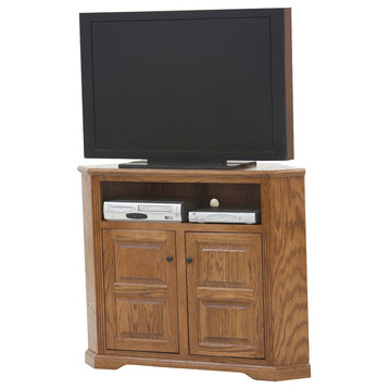 Oak Ridge, Tall 50" Wide Corner TV Console, Smokey Blue Oak