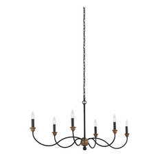Hartsville 6-Light Chandelier, Dark Weathered Zinc/Weathered Oak