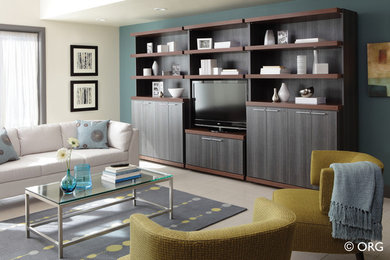 Inspiration for a contemporary family room in Boston.