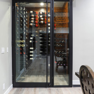 Solana Beach Del Mar San Diego Custom Wine Room Glass Enclosed Wine Cellar Metal