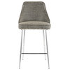 Lumisource Marcel Counter Stool, Chrome and Gray PU Leather, Set of 2