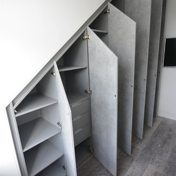 Bedrooms in Light Grey Chicago Concrete