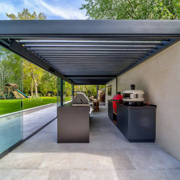 Spacious outdoor lounge with pergola