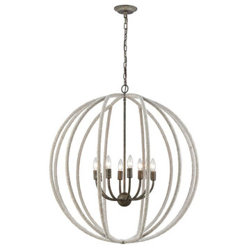 Transitional Eight Light Chandelier in Grey Rope Finish - Chandelier