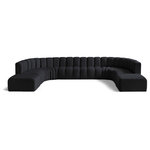 Meridian Furniture - Arc Velvet Upholstered 10-Pc. U-Shaped Modular Sectional, Black - Give your living room or den the perfect blend of style and versatility with this Arc velvet fabric curved modular Sectional. Part of the Arc modular furniture collection, this Sectional comes upholstered in rich black velvet fabric and features deep channel tufting that adds a touch of luxury while enhancing comfort and support. A seamless combination of form and function, this chair can be used with other Arc pieces to create a myriad of configurations in your well-curated room.