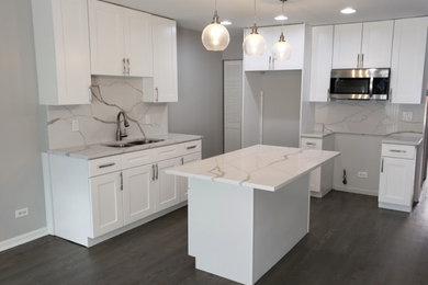 Example of a transitional kitchen design in Chicago