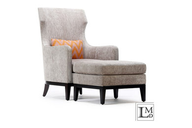 Dad Lounge Chair & Ottoman - Grey Chenille
