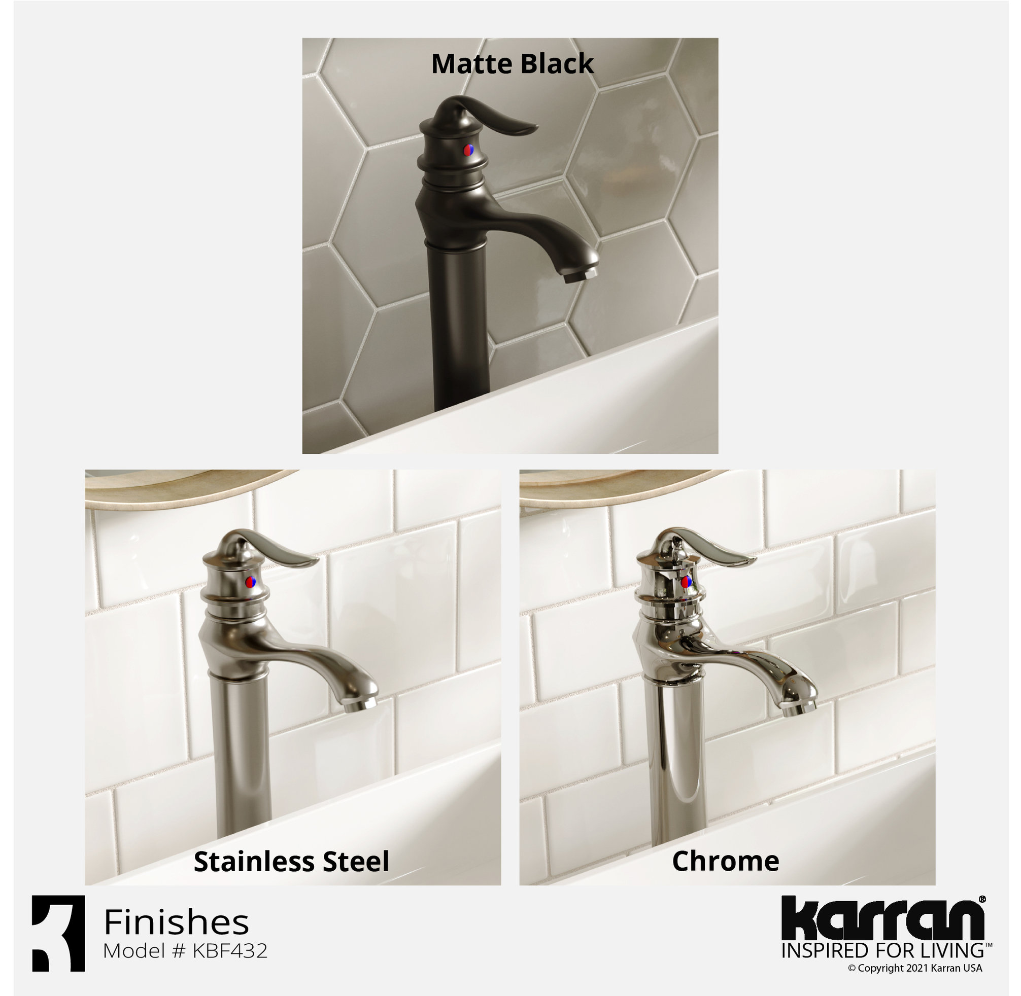 Karran KBF432 1-Hole 1-Handle Vessel Faucet With Pop-up Drain, Chrome