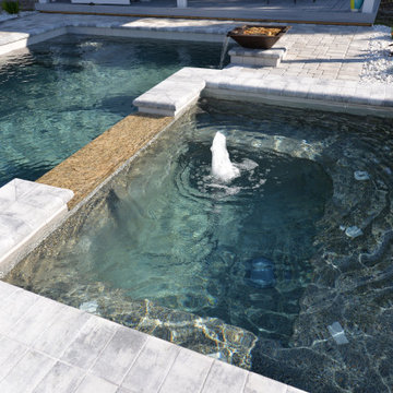 Geometric Swimming Pool with Water Bowls in Windermere, FL