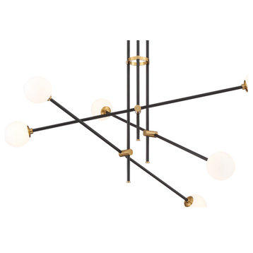 Kovacs P8151 Cosmet 6 Light 41"W Abstract Chandelier - Coal / Aged Brass