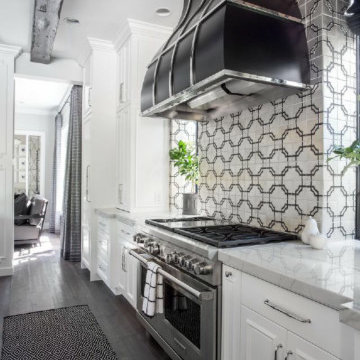 Black Steel Vent Hood with Polished Nickel Banding