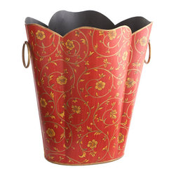 Floral Tole Wastebasket - Wastebaskets