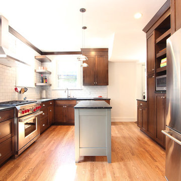 Shallow Pantry Cabinet Wall with Floating Shelf Storage