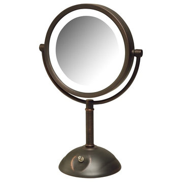 Jerdon 8.5" LED Lighted Wall Mirror with 8X-1X Mag, Bronze