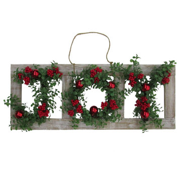 33" Christmas Christmas JOY Door Hanging With Berries and Ornaments