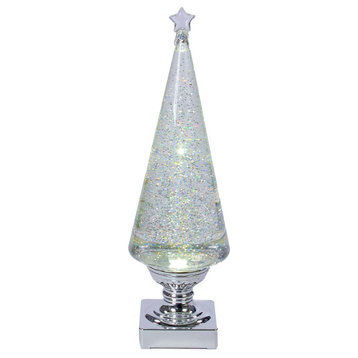 14" Battery-Operated Clear and Silver Lava Light Tree