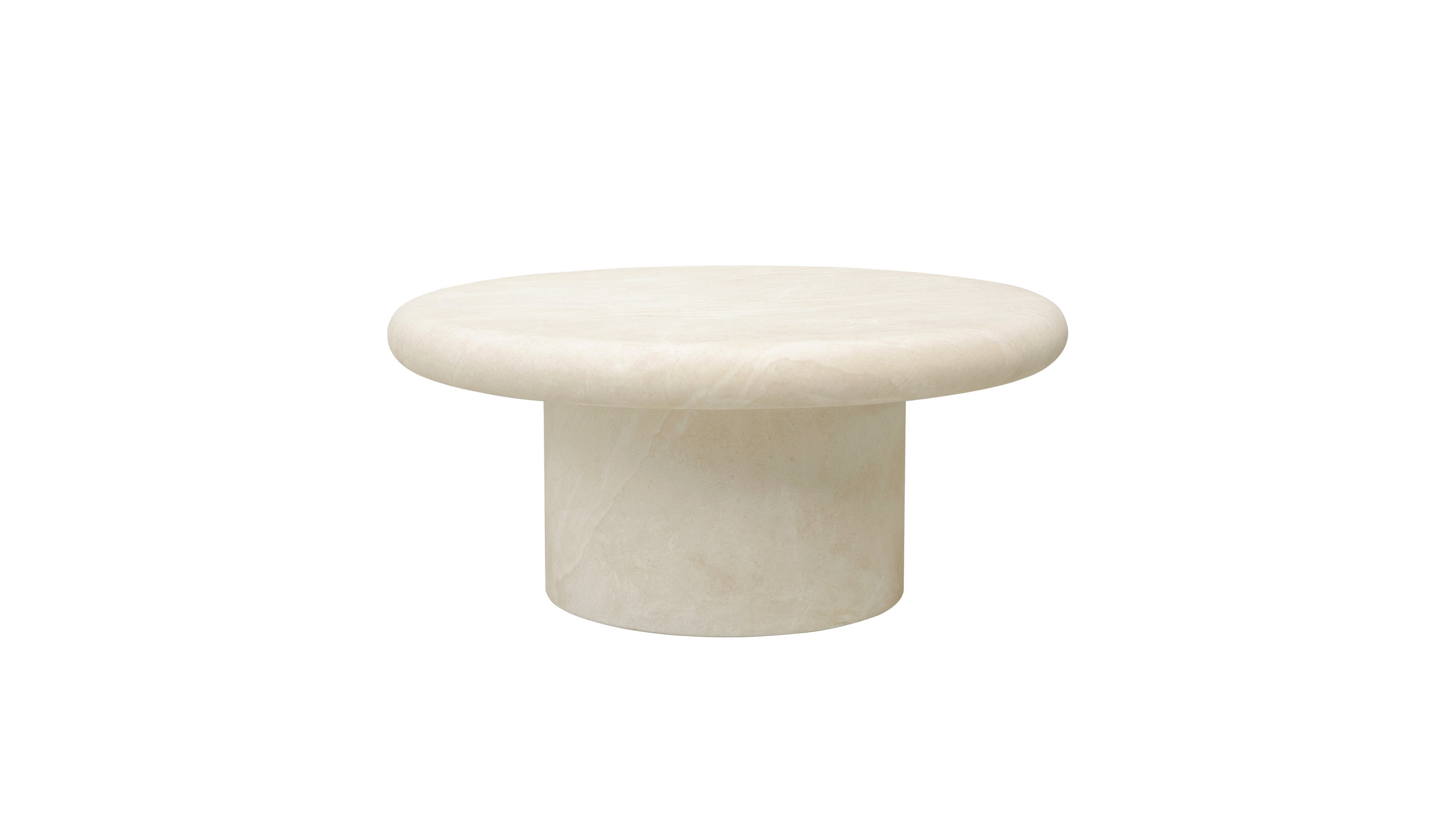 Travertino Concrete Made Round Outdoor Coffee Table Transitional