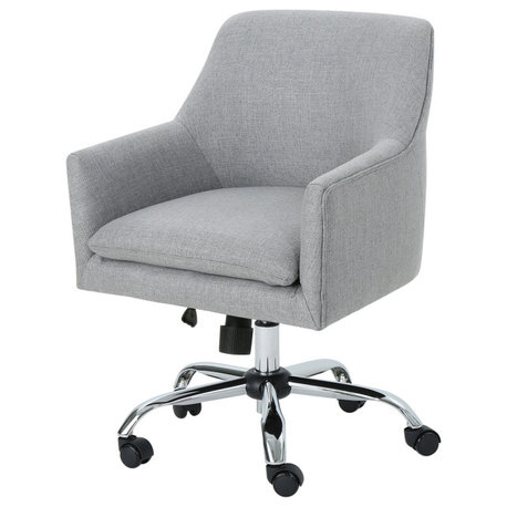GDF Studio Morgan Mid Century Modern Fabric Home Office Chair With Chrome Base, Gray