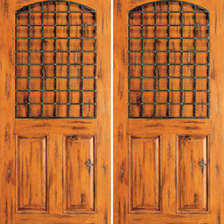 Exterior Double Door, Knotty Alder 3-Panel, Log Home - Front Doors