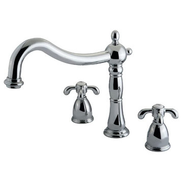 Classic Bathtub Faucet, Large Spout & Curved Crossed Handles, Polished Chrome