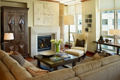 Example of an eclectic living room design in Denver