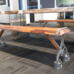 Live edge bench with custom legs - Accent And Storage Benches