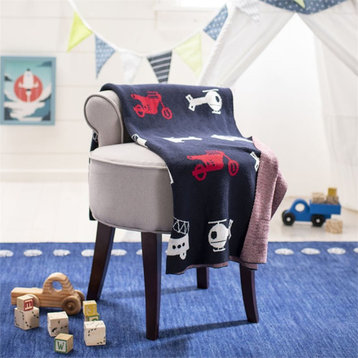 Safavieh Wesley Throw Blanket in Navy and Red
