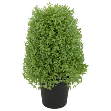 15" Artificial Boxwood Cone Topiary Tree With Round Pot Unlit