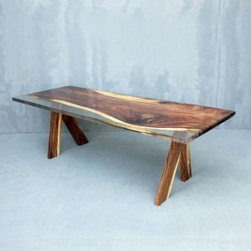 Acacia Wood with Clear Cast Dining Table - Dining Tables