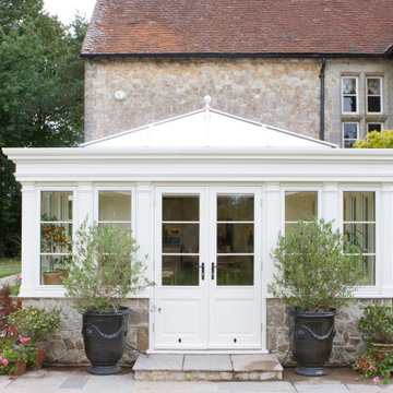 Bespoke timber framed orangery on a listed building in the Southdowns, West Suss