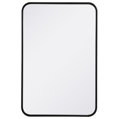 Ellis Soft Corner Metal Rectangular Mirror, Black, 20"x30"
