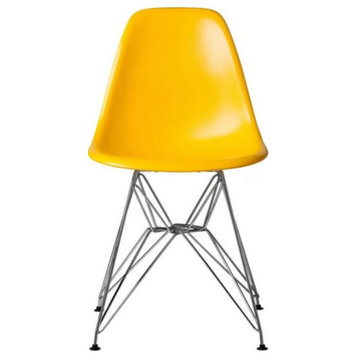 Eiffel Chair With Chrome Base (Set Of 4), Yellow