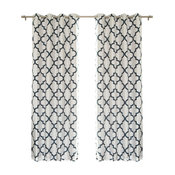 Reverse Moroccan Blackout Single Curtain Panel, Navy