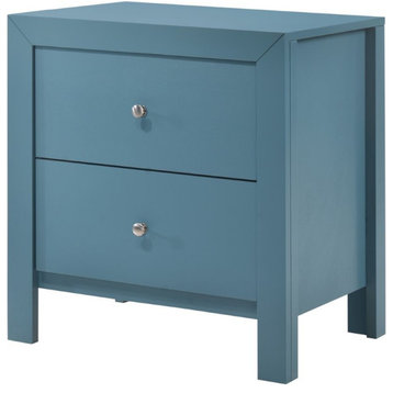 Pemberly Row Transitional Wood 2 Drawer Nightstand in Teal