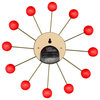 LeisureMod Concordia Modern Design Round Balls Silent Non-Ticking Wall Clock Red